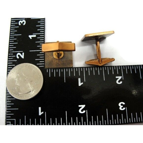 Modernist Copper Cufflinks Square Shirt Accessories Wedding Pat Pending Vintage - Picture 7 of 12